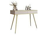 Mirjan24 Konsolentisch mit 2 Schubladen Orenate MDF T102, Flurtisch, Eingangsbereich, Dekotisch, Konsole, Sideboard, Beistelltisch (Beige/Beige + Gold)