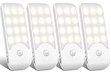 TEAMPD 4 Stück LED Nachtlicht, Nachtlampe mit Bewegungsmelder & Dämmerungssensor, Aufladbar Garderobe Licht für Kinderzimmer Flur Küche Nachttisch Treppe [12 LED] [USB C Kabel] [3 Modi Auto/ON/OFF]