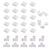 LED Strip Verbinder Set 4-polig, LED Streifen Verbinder Verlängerung Eckverbinder 5 L-Form & 5 T-Form Anschlüsse 20 Lichtbandklemmen für 10mm Weite 3535 RGB LED Strips für Zuhause Büro Partydekoration