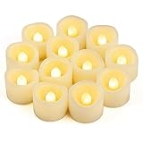 12 LED Teelichter Mit Batterie, Warmweiß Elektrische Flammenlose Votivkerzen, Flackernde Flamme für Outdoor Party Garten Halloween Weihnachten Hochzeits Deko