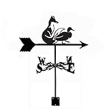 Wetterfahne für den Innenhof, Schmiedeeisen, Windrichtungsanzeiger, rostfreier Stahl, korrosionsbeständig, Wetterhahn-Messwerkzeug mit Montagehalterung, 35 x 50 cm (F