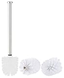 BadeStern Toilettenbürste: WC-Bürste mit Edelstahl-Stiel und 3 Aufsätzen mit Ø 7 cm, weiß (Toilettenbürste 7 cm Durchmesser, WC Bürste 7 Durchmesser, Ersatzbürstenkopf)