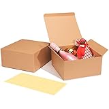 HOUSE DAY Geschenkbox großes Rechteck 20x20x10cm Weihnachtsgeschenkbox für Brautjungfern Kraft Geschenkboxen mit Deckel zum Basteln, Cupcake-Boxen (braun-12 Stück)