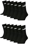 PUMA Unisex Crew Tennissocken Sportsocken Socken für Damen Herren 12 Paar, Farbe:200 - black, Socken & Strümpfe:39-42