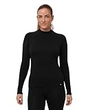 DANISH ENDURANCE Merino Thermo Langarm Shirt Damen, Extreme Kälte, Winter & Skiunterwäsche Damen, Schwarz, M