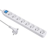 32045 Steckdosenleiste 8-fach, mit Schalter, Kabel von 1,5 m., weiß, 32045