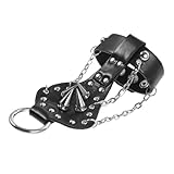 Outanaya Punk Leder Armband mit Ring Herren Damen Verstellbares Handgelenk Fingerglied Schmuck Gothic Stil für Alltag und Halloween Party Robustes Rindsleder Kreatives Punk Accessoire
