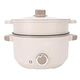 Topiky Hot Pot Electric mit Dampferkorb, Tragbarer Elektrischer Topf Zum Kochen, Schnellnudelnkocher, 3L -Anti -Spott Elektropfanne mit Großer Kapazität für Steak, Ei, Suppe (EU -Stecker 220 V 4W)