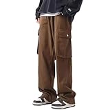 Generisch Trekkinghose Herren Loose Fit Cargo Pants Einfach Solid Freizeithosen Winter und Herbst Cordhosen für Männer Freizeit Vintage Sporthose Winter Gestrickter Jacquard Sporthose