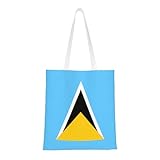 DLXW Leichte und strapazierfähige Einkaufstasche aus recyceltem Polyester-Leinen, Einkaufstasche, Einkaufstasche, multifunktional, tragbar. Flagge des Heiligen Lucia