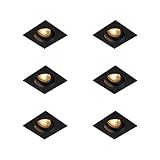Qazqa - Set mit 6 Moderner Einbaustrahler schwarz 9,3 cm drehbar und kippbar - Chuck I Wohnzimmer I Schlafzimmer - Stahl - LED geeignet GU10
