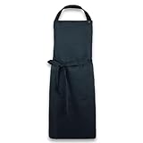 ZOLLNER Kochschürze in schwarz - robuste Grillschürze mit aufgenähten Taschen - Baumwolle - 75x100 cm - mit Bindebänder - waschbar bis 60°C - Oeko Tex® Zertifiziert