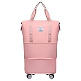 Koffer mit Rollen, erweiterbar, faltbar, abnehmbare Reisetasche mit Rollen, Handgepäck, große Seesack, Gepäck-Organizer, rose, Einheitsgröße
