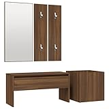 Makastle Flurgarderoben Set Wandgarderobe-Set Flurset Flurmöbel Schuhbank mit Sitzfläche, Flurgarderobe, Flurmöbel Kompaktgarderobe Garderobenset Dielenmöbel, Braun Eichen-Optik