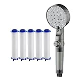 Gefilterter Duschkopf, Hochdruck-Duschkopf, Handsprüher, Silikondüsen, einstellbare Wassermodi, -Fitnessstudio, Wohnheim, Wohnheim, Wohnung, , Outdoor, 26,7 x 8,9 cm, Silber, 1 Stück