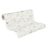 A.S. Création Maison Charme Vliestapete mit floralem Muster Blümchen 0,53 x 10,05 m – Creme, Grün, Bunt – Blumentapete Made in Germany – 937701