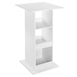 WOLTU Bartisch Bistrotisch Stehtisch Küchentisch Tresentisch Thekentisch, eckiger Tisch mit 3 Regalfächern, für Bar Küche Wohnzimmer, aus Holzwerkstoff, Tischhöhe 112 cm, Weiß
