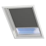 Radeco® Dachfenster verdunkelungsrollo für Velux C02 dunkelgrau mit Führungsschiene, Rollo für dachfenster, velux dachfenster Rollo, verdunklungsrollo für velux.