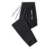 Leichte Herren-Sporthose mit Kordelzug und Reißverschlusstaschen, atmungsaktives Nylon, lockere Passform, für Sommertraining und Freizeitkleidung, Bk1, XXL