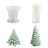 2 Stück Silikonform Tannenbaum, 3D Kerzengießform, DIY Kerzengießformen, Gießformen Weihnachten, Silikonform Weihnachten für die Herstellung Von Kerzen, Weihnachten Handwerk Ornamente