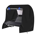 JXXPGG Doppel Sonnenliege Schutzhülle für 2-Personen, 600D Wasserdicht Schaukelliege Abdeckung 155W x 200D x 190H cm Gartenliege Abdeckung,Schwarz