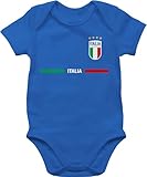 Baby Body Junge Mädchen - 2024 Fussball EM Fanartikel - Italien Trikot Wappen | Italia mit Stolz | Italienisches Fan-Motiv - 1/3 Monate - Royalblau - strampler europameisterschaft italy babybody
