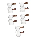 PRETYZOOM 5 Sätze Milchflasche Mit Holzgriff Messbecher Kaffeebecher Kaffeetassen Messbecher Mit Ausgießer Abgestufte Milchbecher Kaffeezubehör Für Kaffeebar Glas 2 Stück * 5