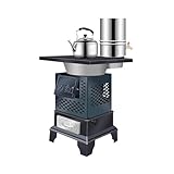 Vielseitiger Schwerer Holzofen mit 2 Verstellbaren Kochringen Robuste Stahlkonstruktion Outdoor Stove für Camping, Garten, Kabine