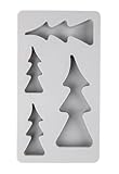 Rayher Silikon Gießform Tannenbäume, 4 Einzelmotive, Formgröße 14,5 x 26 x 2 cm, Dekoration Weihnachten, Ausgießen mit Kreativ-Beton, Schmuck-Beton, Raysin-Gießpulver, Wachs, 36191000