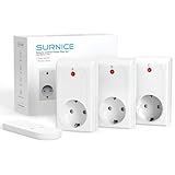 SURNICE Funksteckdosen mit Fernbedienung, 2000W Steckdose Fernbedienung, 80m Reichweite Funkschalter set 3+1, Funkschalt Selbstlern-Funktion für Feiertagsdeko, Programmierbar und Erweiterbar