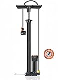 Fahrradpumpe, Luftpumpe Fahrrad Alle Ventil Mit 160psi Manometer - Bike Pump Mit Hochdruckpuffer Für Einfache Nutzung Mit Presta- Und Schrader-Ventilen Schwarz
