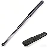 Nayels Teleskopischer Wanderstock, Schwarz, Metall, 3-teilig, Anti-Rutsch Griff, Glasbrecher-Spitze, mit Oxford Tragetasche (Schwarz)