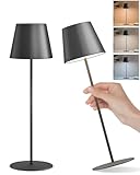 FUYO LED Tischlampe Kabellose 2er Set USB-C-Ladung Akku-Tischleuchte Outdoor mit Touch Stufenlos Dimmbar 2700K-6000K/3 Farben - für Wohnzimmer Schlafzimmer Balkon Garten Terrasse​​ (Schwarz)