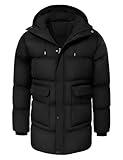 heekpek Herren Winterjacke Outdoor Parka Jacken Lang Männer Warme Winddicht Wasserabweisend Puffer wintermantel mit Kapuze, Schwarz, L