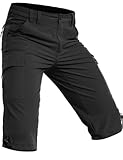 Wespornow 3/4 Kurze-Hosen-Herren Bermuda-Cargo-Outdoor-Shorts Wasserdicht Cargohose Wanderhose Stretch Trekkinghose Sporthose Fahrradhose Lang MTB Sommer für Männer (Schwarz, L)