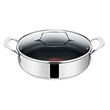 Tefal Jamie Oliver Servierpfanne mit Deckel 25cm Induktion, Bratpfanne Edelstahl, Antihaft Beschichtet, Pfannen Hoher Rand, Backofenfest, Genieteter Griff, E30