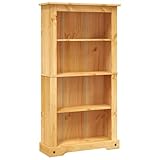 vidaXL Bücherregal mit 4 Böden Mexiko-Stil Kiefer Corona Standegal Wandregal Aktenregal Schrank Bücherschrank Büroregal Holzregal 81x29x150cm