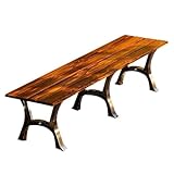 LUNAIZHUO Gartenbank, Gartenbank Ohne Rückenlehne, Wetterfest für Terrasse, Hof, Balkon, Park, Holz + Aluminiumguss, (Brown,120cm/47in)