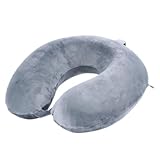 Kierain Reisekissen, 100% Reiner Memory-Schaum, U-förmiges Nackenkissen, super leicht, tragbar, ideal für Flugzeugstuhl, Auto, Zuhause, Büro, Schlafkissen (grau)
