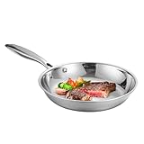DzpKrka Bratpfanne 20/22/24/28CM Pfanne Unbeschichtet, Edelstahlpfanne Unbeschichtet, Tiefe Bratpfanne, Ofenfest Steakpfanne Kochpfanne Für Alle Herdarten Induktionspfanne Für Omelett-Kochen