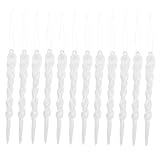 PRETYZOOM 12Pcs Weihnachtsbaum Eiszapfen Twist Eiszapfen Ornament 13Cm Weihnachtsbaum Hängen Ornament für Hochzeit Urlaub Hausgarten Dekoration Weiß