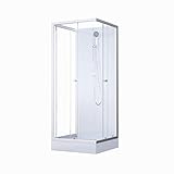 MARWELL Komplettdusche Fertigdusche White Dream 80 x 80 x 200 cm – Komplett Set inkl. Duschwanne und Armatur - reversibel aufbaubar - hochwertiges Aluminiumprofil System