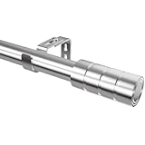 Gardinenstange Ausziehbar Vorhangstange Verstellbare Länge Gardinenstange Edelstahl Curtain Rod für Wohnzimmer, Schlafzimmer Fenster, 25mm Durchmesser, 60-135cm(Silber)