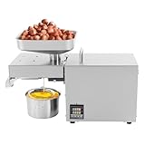Elektrische Ölpresse, Ölpresse aus Edelstahl mit digitaler Anzeige der Temperatur und Pressgeschwindigkeit 3 – 5 kg/h, Öl-Extraktionsrate 45 % (610 W)