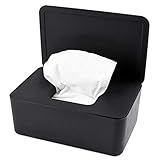 KONUNUS Feuchttücher Box, Toilettenpapier Box, Baby Tücher Fall, Feuchttücherbox Tücherbox, Tissue Toilettenpapier Spender, Serviettenbox Mit Deckel, Tissue Aufbewahrungskoffe, Kunststoff Schwarz