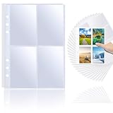 Devenirriche 50 Stück Transparent Postkartenhüllen DIN A5, 4 Fach Geteilt Fotosichthüllen, Top Loading Fotoalbum, Klarsichthüllen A5 für Familien, Hochzeits, Ordnungshüllen (19.6 x 15.5 cm)