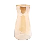 Blumenvase Glas, Klarglas Vase, 20CM Hoch Glasvase für Tischdeko, Dekorative Vase für Pampasgras, Tulpen, Orchideen, Rosen, Trockenblumen (Bernstein)