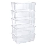 Grizzly Aufbewahrungsboxen 5 x 10 L mit Deckel transparent - Klarsichtboxen stapelbar mit Belüftung