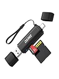 DSRKE SD Kartenleser, USB 3.0 & USB C Dual Stecker Kartenlesegerät, Aluminium Micro SD Adapter für SD, SDHC, SDXC, microSDHC, microSDXC Karten | Kompatibel mit iPhone 17/16/15, Android, Windows/macOS