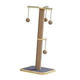 HouseVibe Kratzbaum mit hängenden Kugeln, robuster Sisal-Kratzbaum, stabile Basis für kleinere Katzen, 33 x 33 x 75 cm